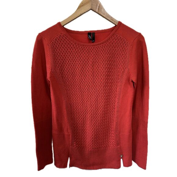 Ravel Women's Mixed Knit Crochet Cross-Stitched Front Splits Sweater XS - Picture 1 of 5